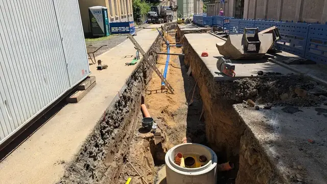 Zittau Brückenstraße, Kanal- und Leitungsbau – Baustellenfoto